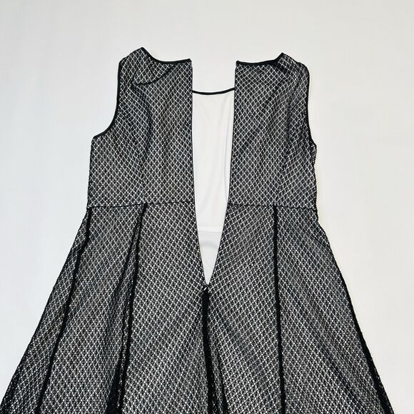Adrianna Papell Dress Size 14 Petite Black And White Sleeveless A Line Party - Picture 8 of 13